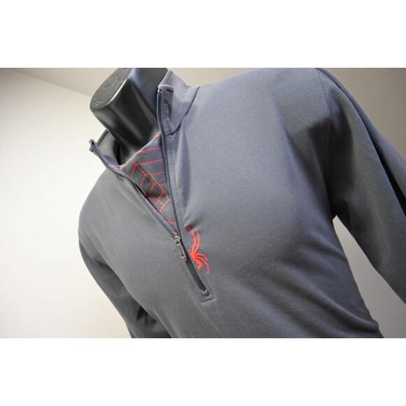 Spyder Fleece Jacket 1/4 Zip Gray Performance Long Sleeve Mens Size Small - Picture 2 of 8